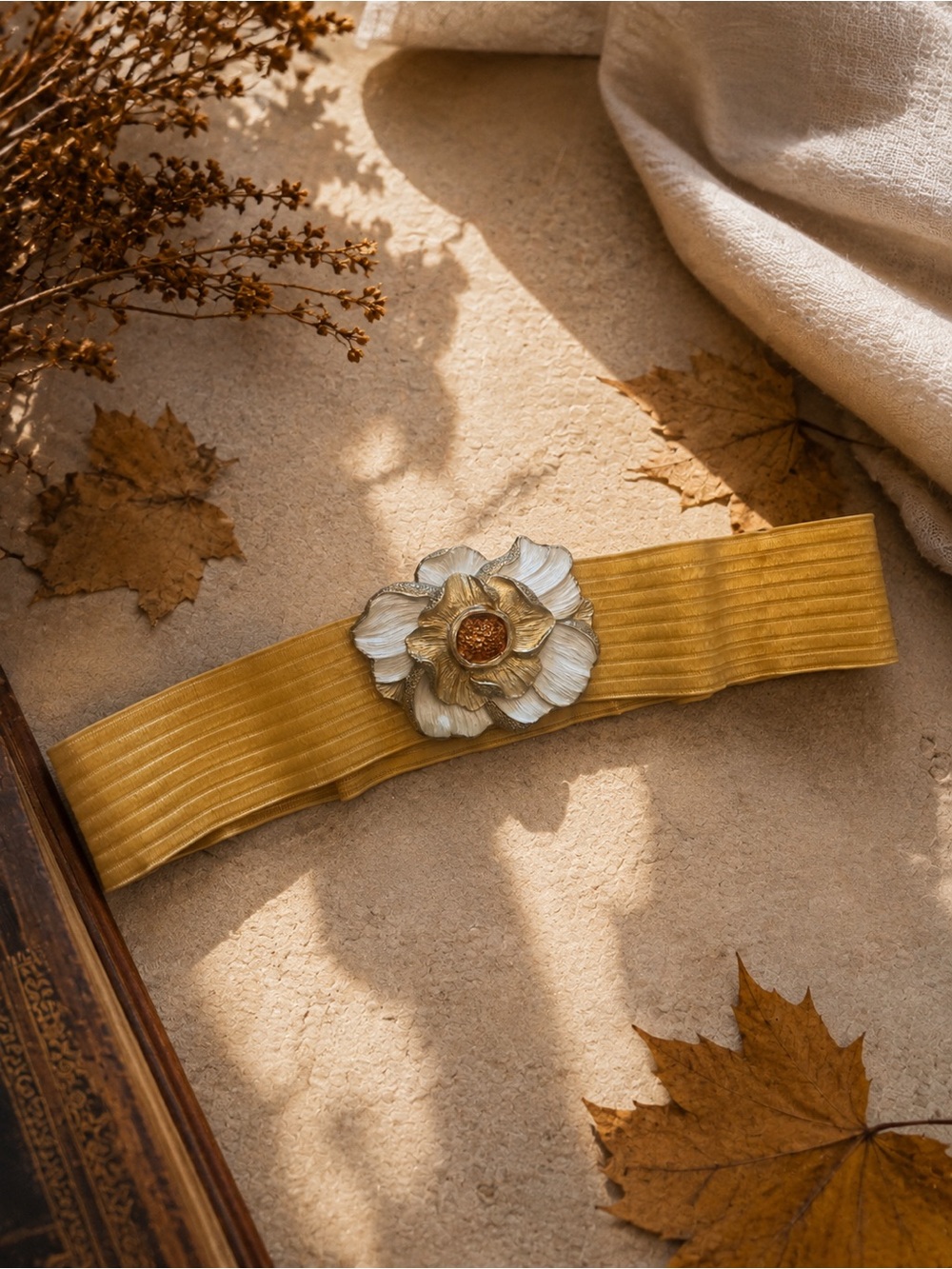 Vintage Floral Stretch Waist Belt Statement Flower Buckle